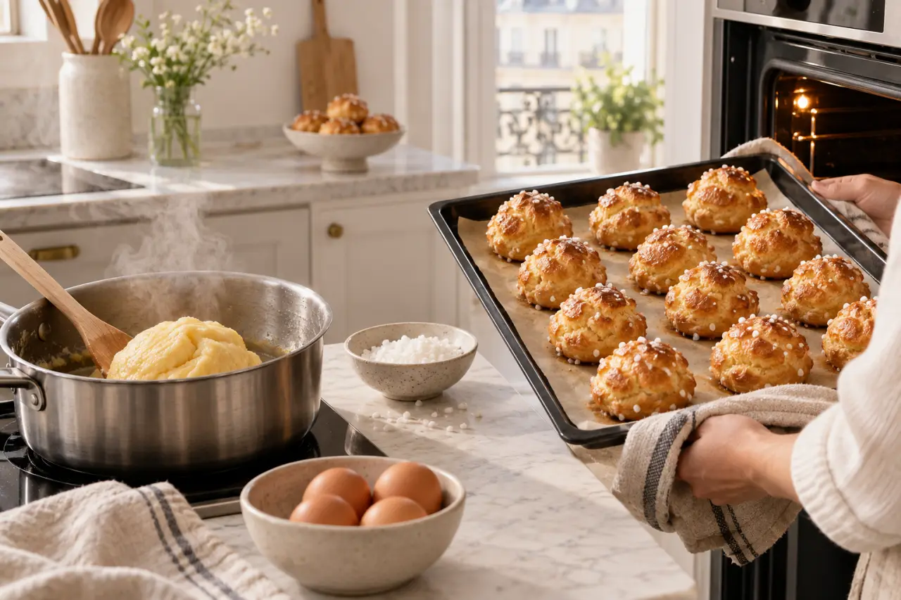 Chouquettes faciles : le dessèchement qui les garde gonflées au four