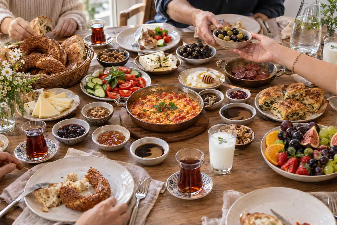 Petit déjeuner turc : que trouve-t-on sur la table, comment le partager et que boire après le kahvaltı ?