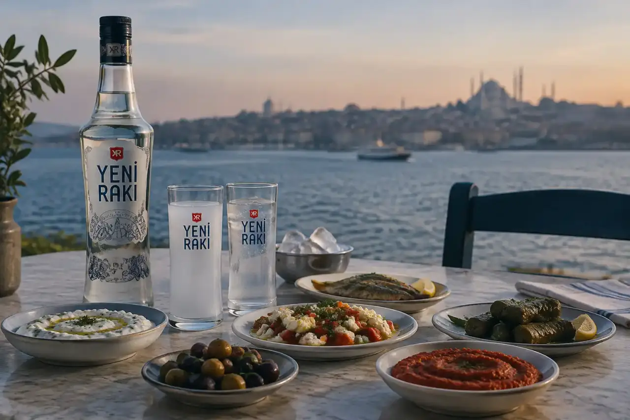 L’eau-de-vie turque est le rakı, un spiritueux anisé à servir dilué