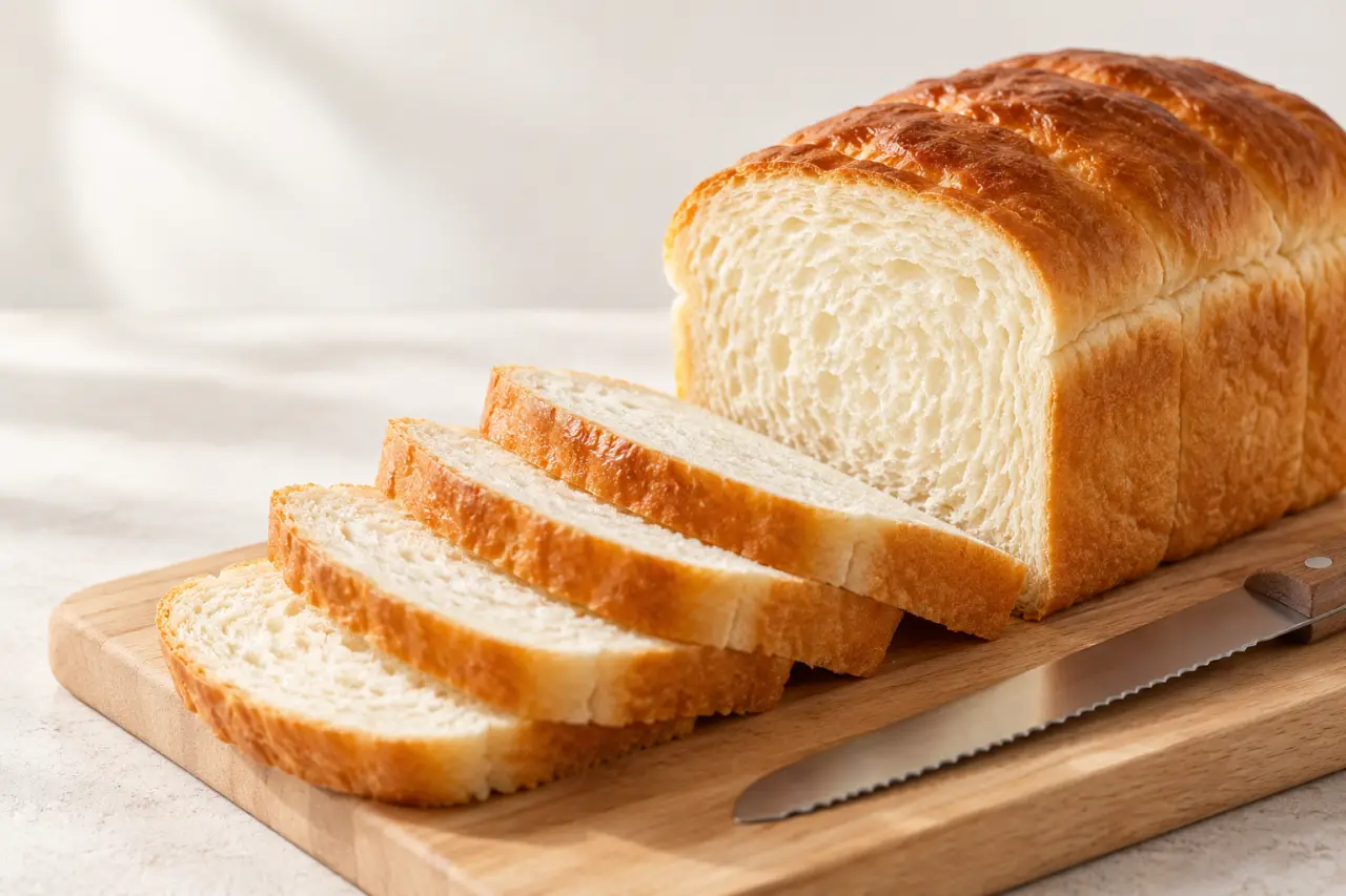 Recette pain de mie maison moelleux tranché sur une planche