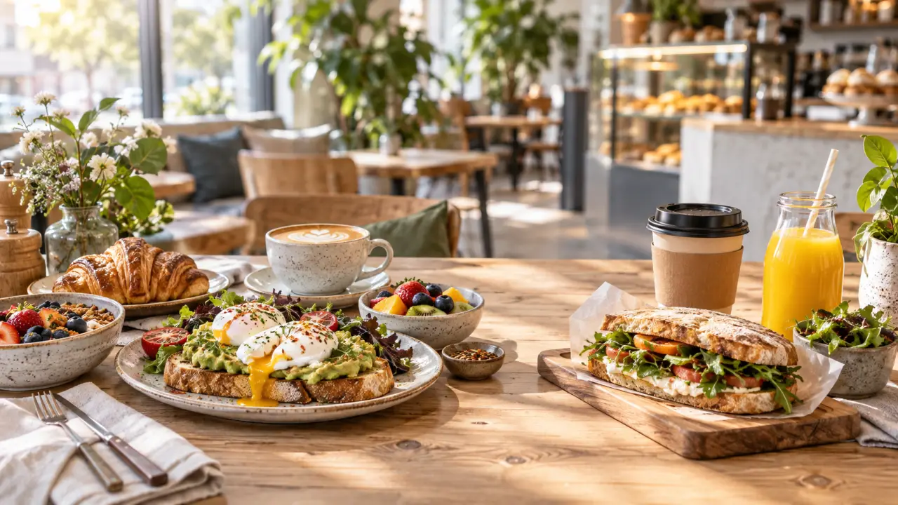 Table chaleureuse avec un brunch maison composé de préparations sucrées et salées