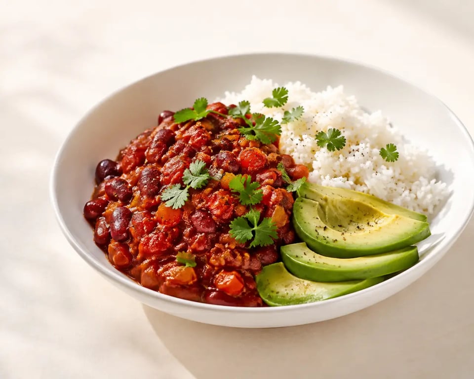 Recette végétarienne facile de chili sin carne aux haricots rouges