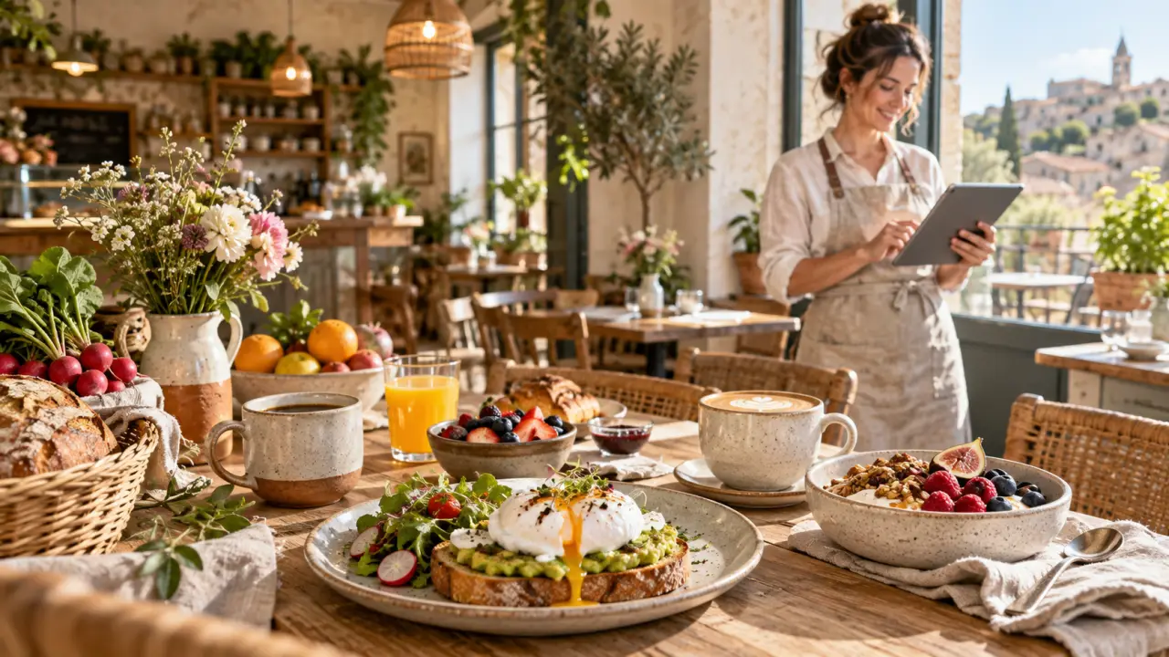 Table de brunch chaleureuse dans un restaurant local
