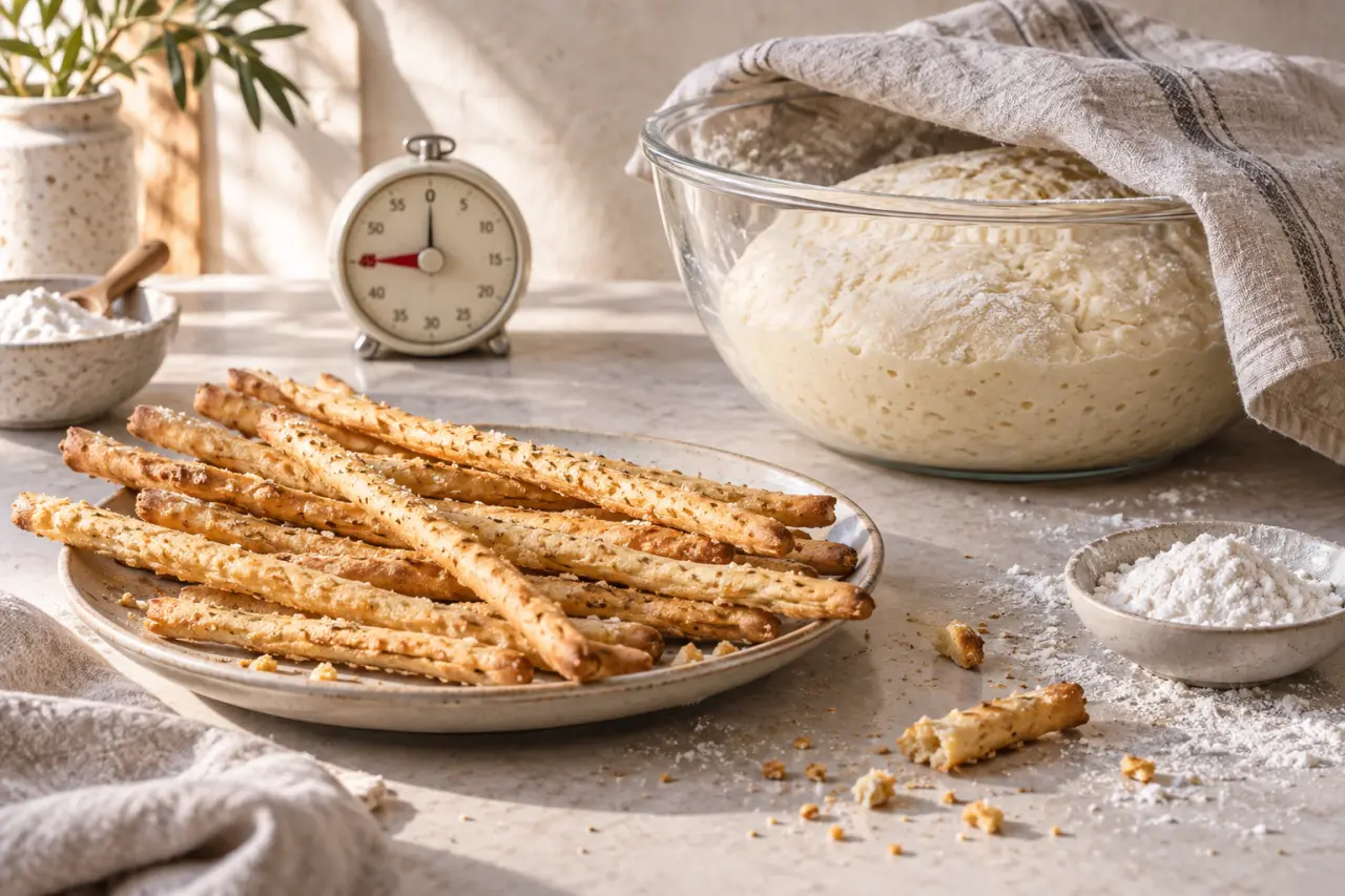 Gressins sans gluten : le repos de 45 minutes qui aide à obtenir des bâtonnets croustillants