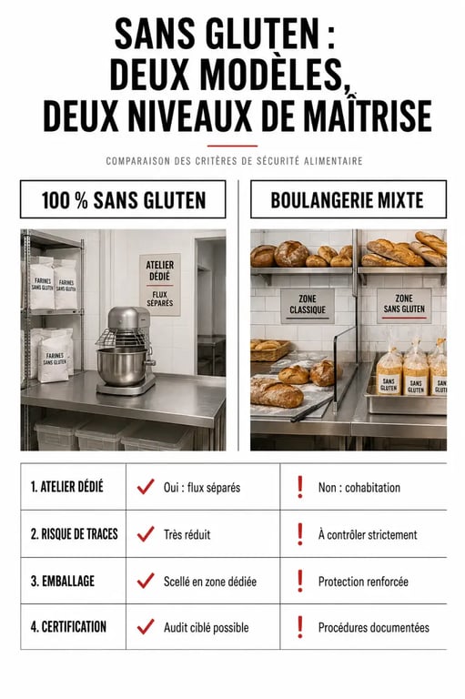 Boulangerie sans gluten : comparaison entre atelier 100 % sans gluten et boulangerie mixte