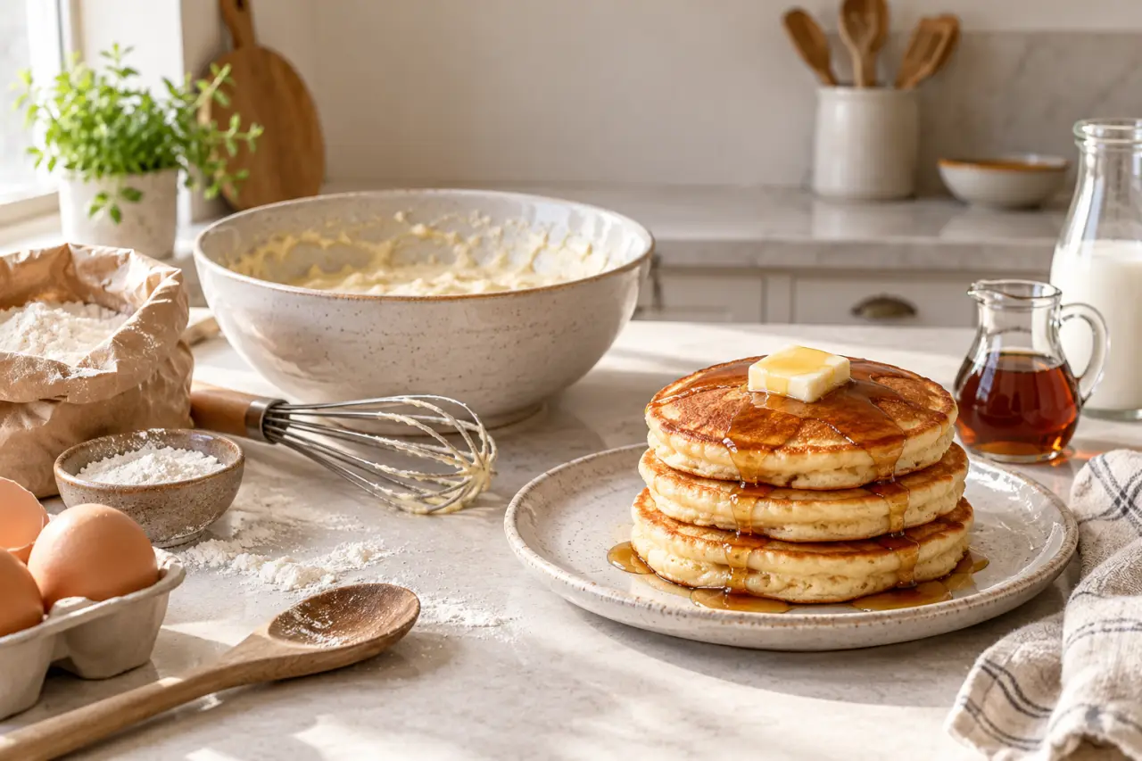 La recette américaine des pancakes épais repose sur une pâte peu travaillée