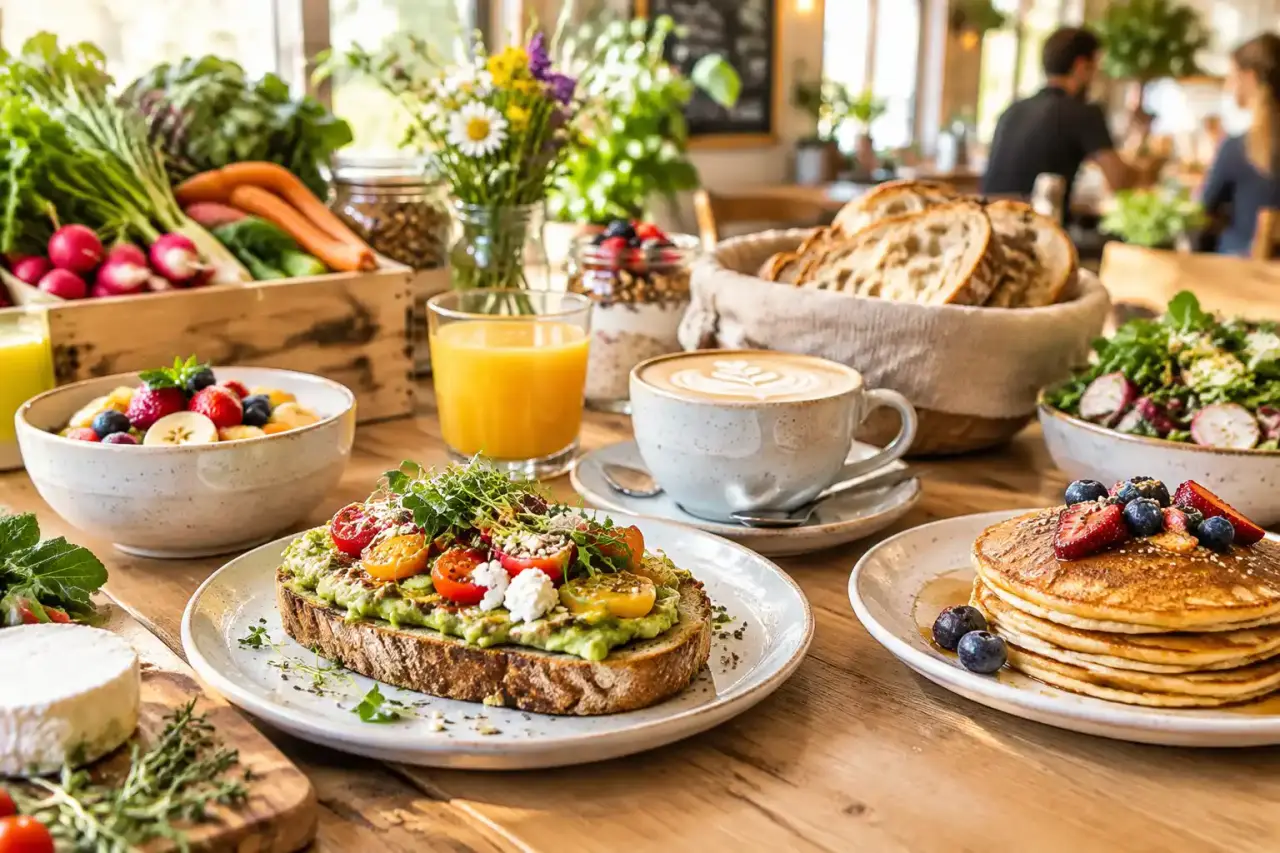 Table de brunch composée de produits locaux et de saison