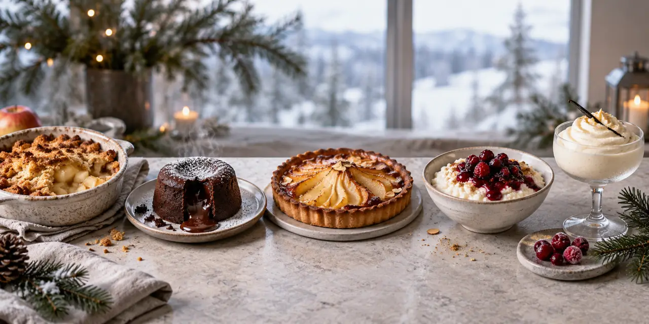 5 textures pour choisir les meilleurs desserts d’hiver, du crumble chaud à la mousse légère