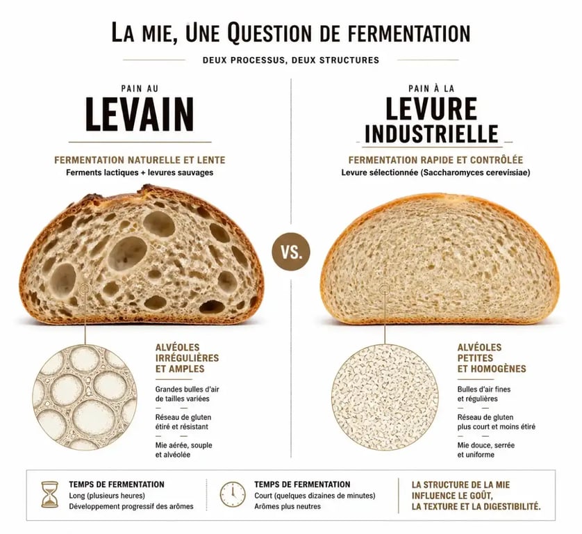 Comparaison de la mie entre différents pains au levain et à la levure