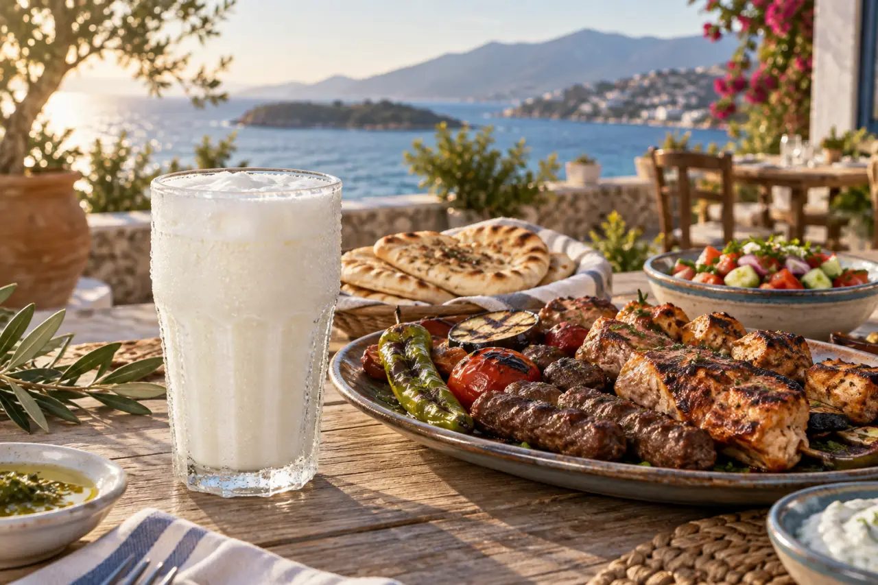 Le lait turc est l’ayran, une boisson fraîche au yaourt idéale avec les grillades