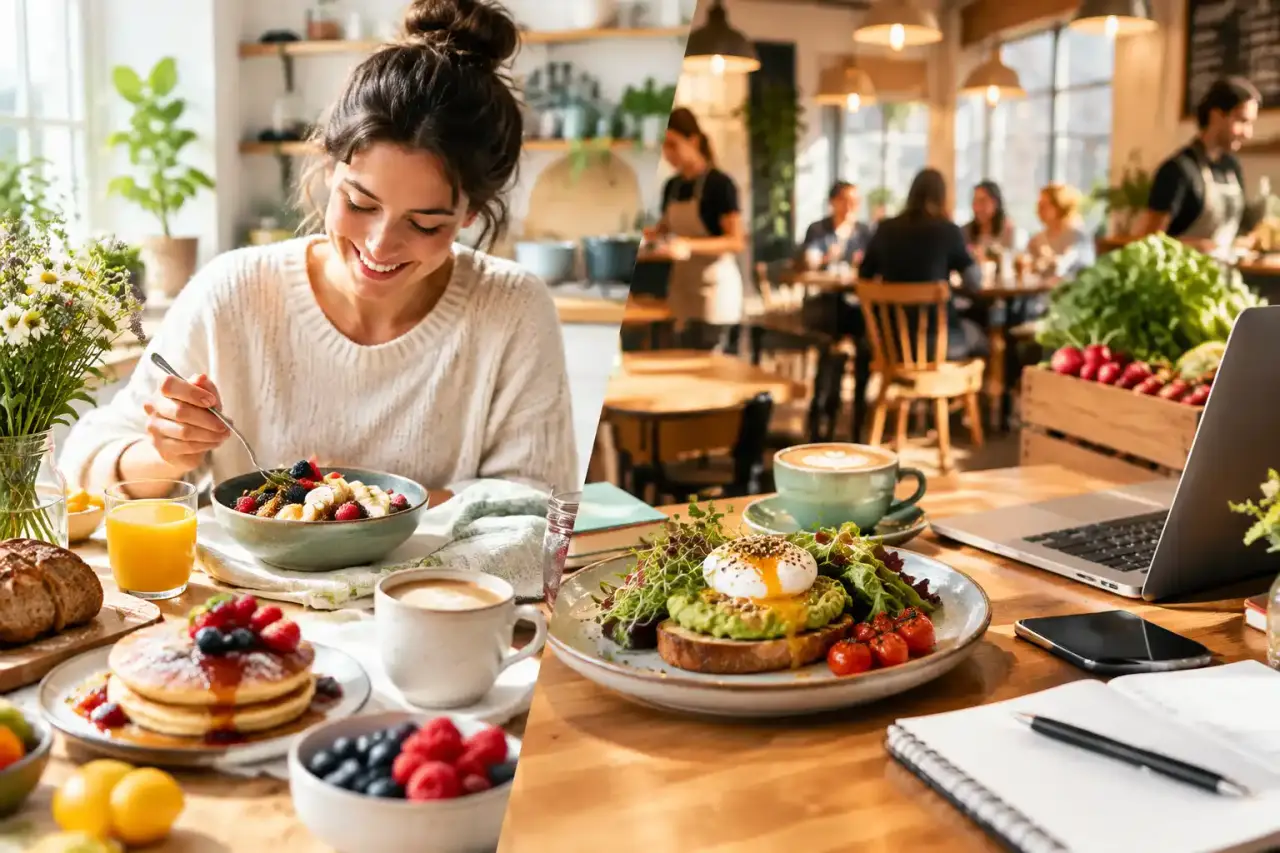 Table chaleureuse garnie de spécialités de brunch maison